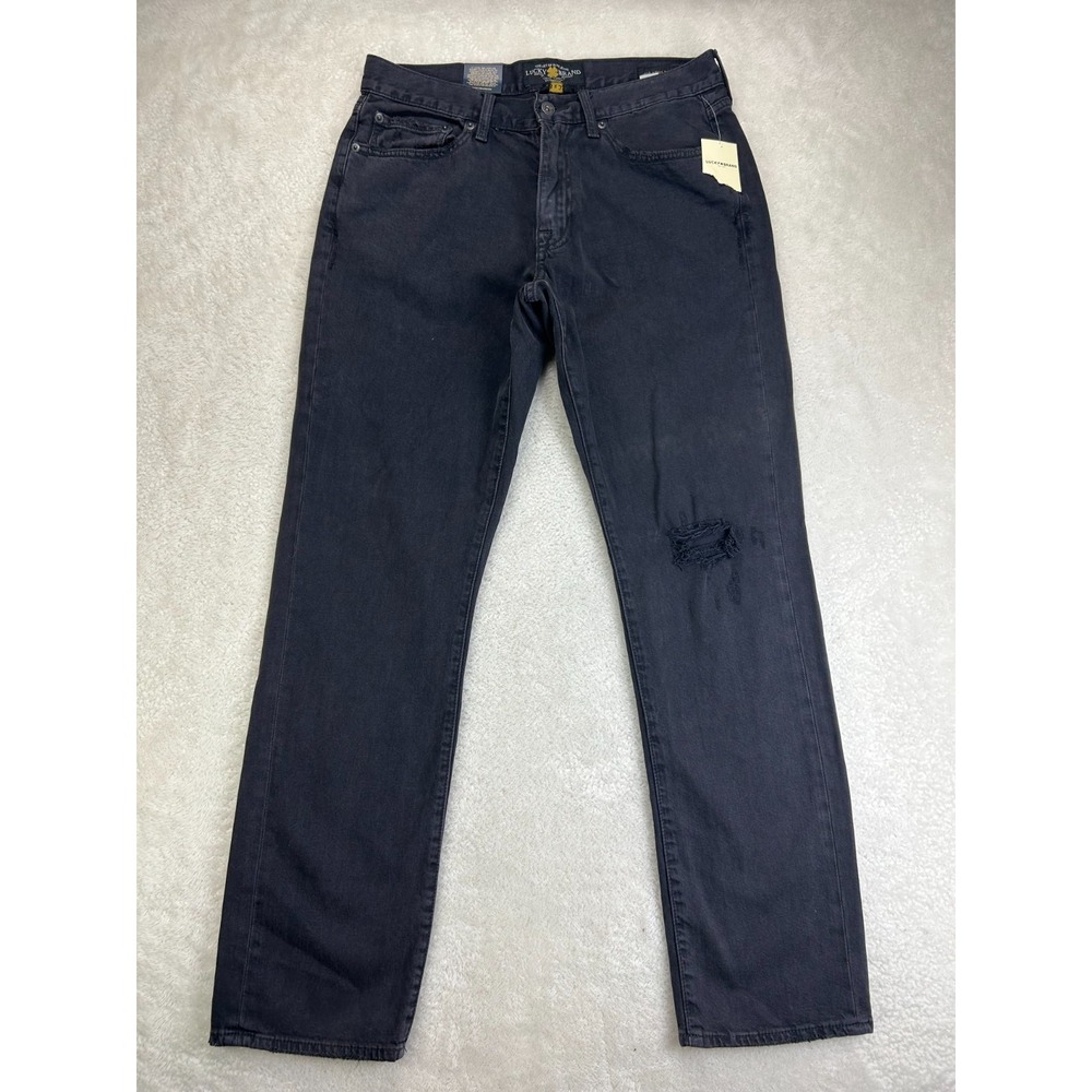 NWT Lucky Brand 410 Athletic Fit Jeans Mens Walker Charcoal Distressed Mid Rise